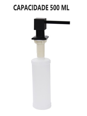 Dispenser Dosador Embutir Aço Inox Quadrado Preto 500ml DIS-001/500